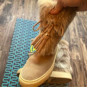 Tory Burch Tan Fur Winter Boots